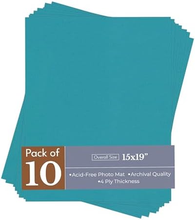 Ocean Blue 15x19 Uncut Premium Mat Board - No Opening - 10 Mats