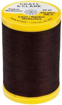 Coats & Clark Cotton All Purpose Sewing Thread 100% Mercerized Cotton 225 Yards Each Spool S970 2 Pack Bundle with 3 Bella's Crafts Needle Threaders (Chona Brown)