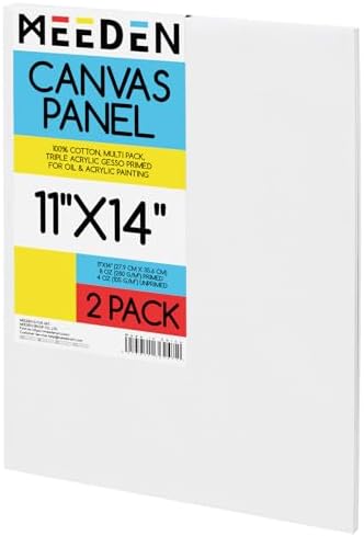 MEEDEN Canvas Boards for Painting White: 11"x14" 100% Cotton Canvas 2 Pack | Blank Paint Canvas Panels White Art Canvas Boards 8 Oz Gesso-Primed Artist Art Supplies for Oil Painting & Acrylic Pouring