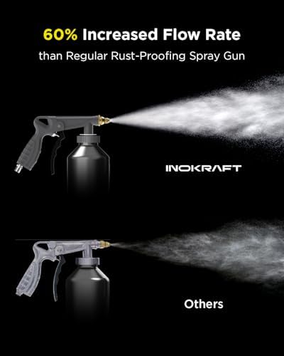 InoKraft Rust Proofing Spray Gun, Bedliner Gun with Adjustable Nozzle and Pressure Regulator, for Truck Bed Liner Coating, Rubberized Undercoat, Suitable for Raptor Tintable Urethane Spray-On