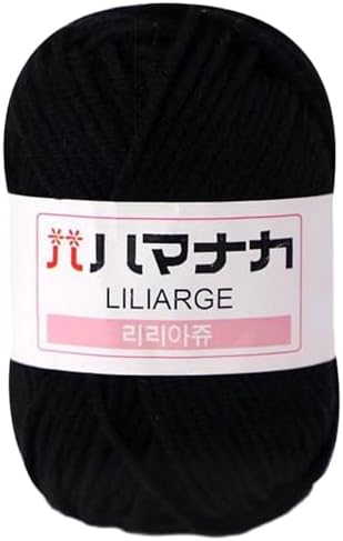 TiaoBug 1Roll Milk Cotton Yarn Solid Color Crochet Yarn for DIY Crafts Knitting Bag Doll Blanket Garments Hat Black One Size