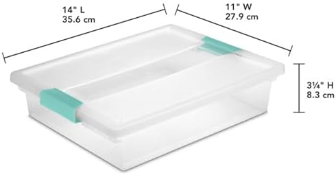Sterilite Clip Box, Stackable Clear Plastic Bins- Large, 24-Pack | Storage Containers with Latching Lids for Writing, Arts or Crafts Supplies - Home, Office, Classroom & Workshop Organization