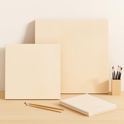 Wooden Art Panels for DIY Painting - Mother's Day Gifts, Christmas Crafts & Home Décor | 6x6 Inch Canvas Wood Boards, Unfinished Wooden Canvas for Adults(6-Pack)