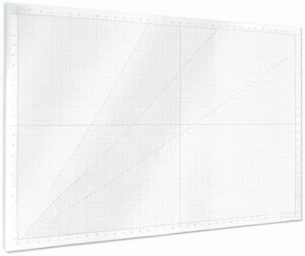 GLASSBOARD STUDIO Glass Craft Mat - Magnetic, Heat & Scratch Resistant - For Crafting, Cutting, Painting, Mixed Media Artwork - Grid Lines, Non-Slip Rubber Feet (True White 24"L x 36"W)