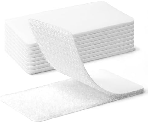 Art3d 16 Sets Hook and Loop Tape Sticky Back, 4"x2" Double-Sided Command Adhesive Strip Heavy Duty, White
