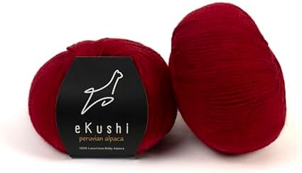 100% Baby Alpaca Yarn for Knitting & Crocheting - Set of 2 Skeins of Premium Yarn DK - Lightweight, Hypoallergenic & Thermal Peru Made - Ideal for Delicate Projects (RE025 - Dark Red)