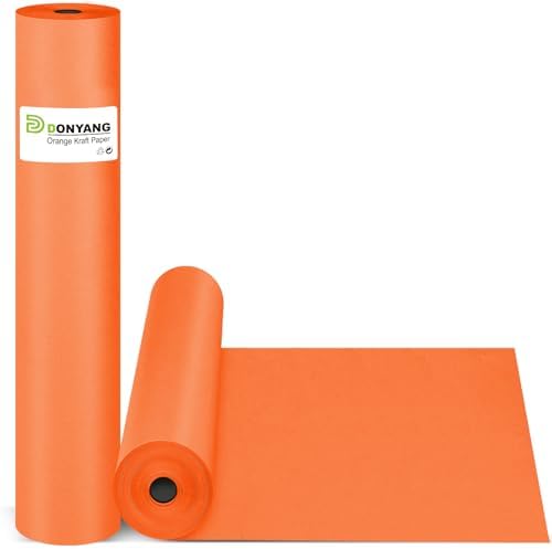Orange Wrapping Paper 15"x450",Art Poster Decorative Craft Kraft Paper Roll