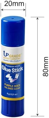 Upgrade Office Supply Glue Sticks, 6g, 12 Count, Purple Goes On Dries Clear