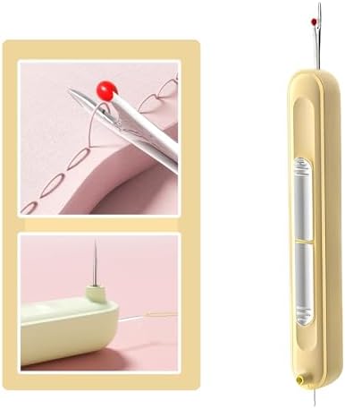 Upgraded 2 in 1 Automatic Needle Threaders Seam Ripper,Quilting Supplies Sewing Kit,Quick Sewing Machine Loop Needle Threaders (1PCS-Yellow)