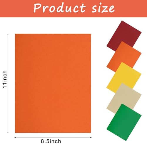 Whaline 50 Sheet 8.5 x 11 Inch Assorted Autumn Card Stock Paper Red Yellow Green Brown Colored Scrapbook Paper for Fall Harvest Thanksgiving DIY Maple Leaves Card Making Supplies, 65lb