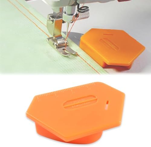 Magnetic Seam Guide for Sewing Machine, New Upgraded Multi-Purpose Tool Polygonal Strong Magnetic Gauge, Multifunctional Polygonal Hemmer Guide with Scale, Sewing Accessories Supplies (Orange)