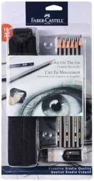 Faber-Castell Creative Studio Art On-The-Go Graphite Sketch Set – 15 Sketching Pencils and Accessories