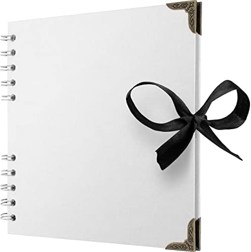 Scrapbook Album, 36 Pages, 7 x 7 Inch, White Photo Album, Scrap Book | Hardcover with Thick 200 GSM Kraft Paper, Ideal for Your Scrapbooking Albums, Art & Craft Projects (White, 7 x 7 Inch)