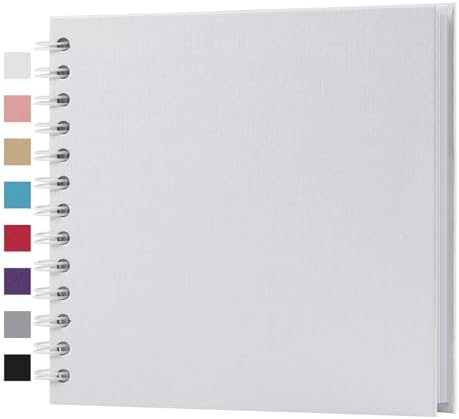 potricher 7 x 7 Inch Small DIY Scrapbook Photo Album 40 Pages, White | Thick Kraft Paper Scrap Book Photo Albums, Memory Book for Wedding, Anniversary, Baby, Family, Travel, DIY Projects