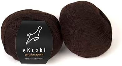 100% Baby Alpaca Yarn for Knitting & Crocheting - Set of 2 Skeins of Premium Yarn DK - Lightweight, Hypoallergenic & Thermal Peru Made - Ideal for Delicate Projects (N118 - Dark Chocolate)