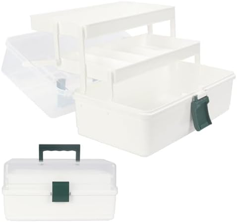 WEWLINE 13-Inch Art Box Organizer 3-Layer Craft Storage Organizer Sewing Kit Box with Handle Art Bin for Home,School,Office,Travel