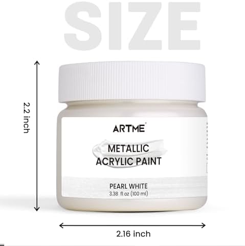 ARTME Acrylic Paint Metallic Pearl White, 100ml Pearl Paint for Art Painting, Hand-crafts, Non-Toxic, Non-Fading Pearlescent Acrylic Paints Ideal for Canvas, Wood, Fabric, Furniture, Ceramic, Stone Craft Supplies