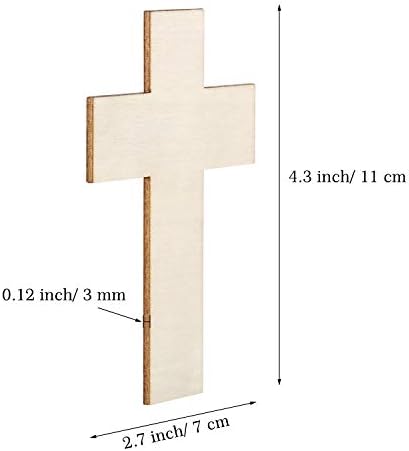 meekoo 36 Pieces Blank Wood Cutouts Unfinished Cross Shaped Wooden Pieces
