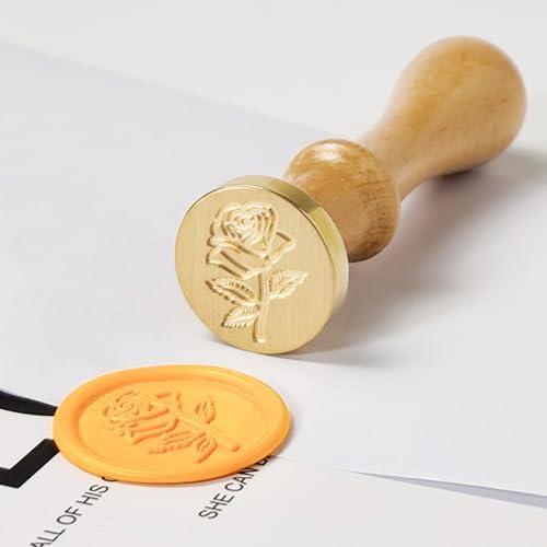 Pollize Rose Wax Seal Stamp, 3D Embossed Antique Wax Sealing Stamp Kit