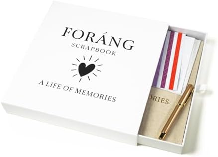 FORANG Scrapbook Album Kit 9x10 Inch – Linen Hardcover Photo Album with 60 White Pages, DIY Scrapbooking Supplies Included, Memory Book, Craft Journal, Aesthetic Photo Album (Luxury Gift Box)
