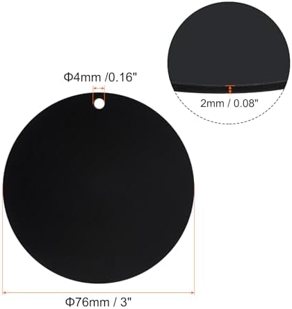 PATIKIL Acrylic Circle Blanks 3 Inch, 24 Pack Round Clear Disc Ornaments with Hole for DIY Keychain Project Crafting, Black