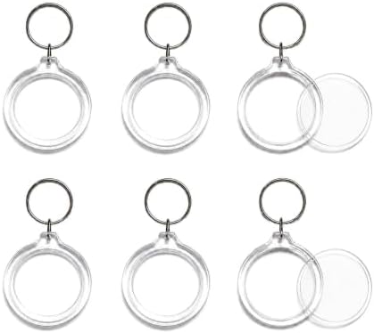 6 Pack Blank Photo Keychain, 2.16 x 1.5 Inch Acrylic Personalized Keychains for DIY Craft Making