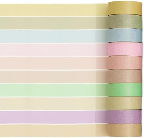 YUBBAEX 20 Rolls Solid Colors Washi Tape Set Pastel Colored Masking Rainbow Decorative Tapes, Designer's Selection (Macaron)