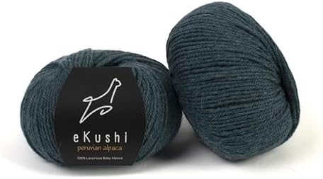 100% Baby Alpaca Yarn for Knitting & Crocheting - Set of 2 Skeins of Premium Yarn DK - Lightweight, Hypoallergenic & Thermal Peru Made - Ideal for Delicate Projects (M019 - Dark Teal)