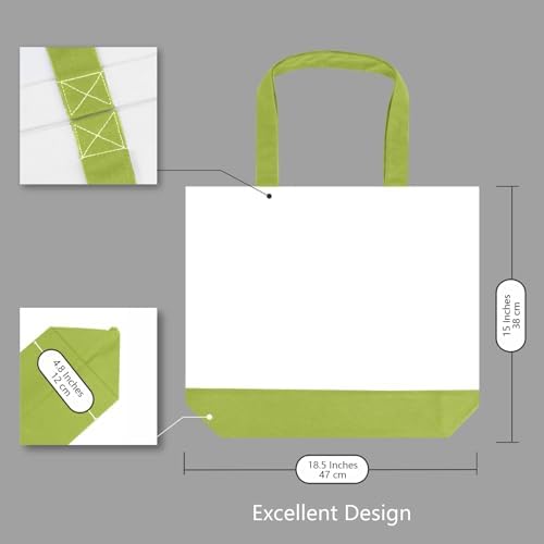 TOPDesign 1-Pack Super Strong Large 12oz Cotton Canvas Tote Bag, Reusable Grocery Shopping Cloth Bag, Fashionable Two-Tone Tote for Crafts, DIY Your Creative Designs