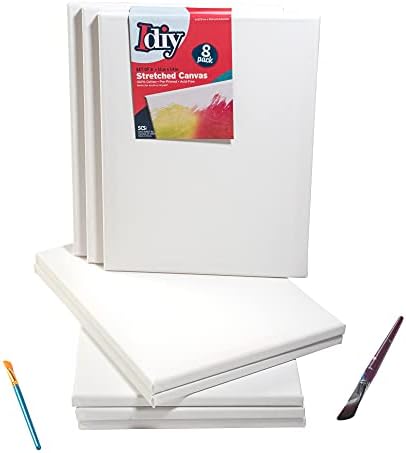 iDIY Stretched Canvas Board 11 x 14 (Set of 8) 5/8" - Classic White Blank, Pre Primed for Oils or Acrylics, 100% Cotton, Acid Free - Professional Grade for Painting or Art Project, Craft, Mixed Media