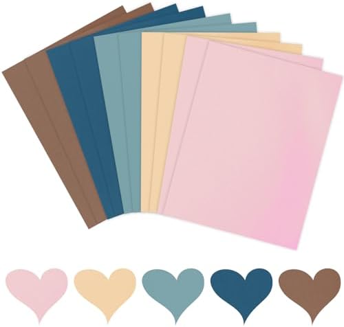 Whaline 50 Sheets 8.5 x 11 Inch Assorted Modern Brown Boho Morandi Colored Card Stock Paper 5 Rainbow Colors Solid Core Scrapbook Paper for Print DIY Arts Crafts Making Supplies, 65Lb