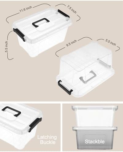 NUMIFUN 7Qt Clear Plastic Storage Bins with Lids,Transparent Design,6 Pack