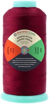 Mandala Crafts Size 92 280D T90 Wine Bonded Nylon Thread, 1100 YDs