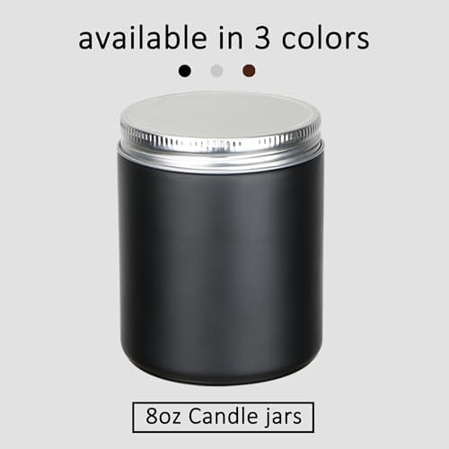 MILIVIXAY 20 Pack 8 OZ Thick Glass Matte Black Candle Jars with Silver Lid-Bulk Empty Candle Jars for Making Candles-Canning Jar for Spice, Liquid, Sample- Dishwasher Safe.