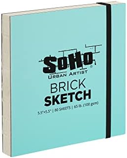 Soho Urban Artist Brick Sketchbook Journals for Sketching, Drawing, Colored Pencils, Graphite, and more - Sketch Set of 2-5.5"x5.5" & 5.5"x8.5" (100 GSM, 80 Sheets)
