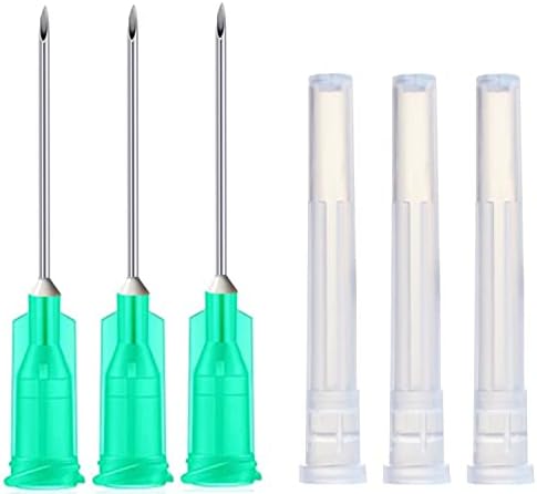 100 Pack 21Ga 1 Inch Sterile Disposable Injection Needle with Cap for Scientific and Industrial Dispensing Needl Accessories (21Ga)