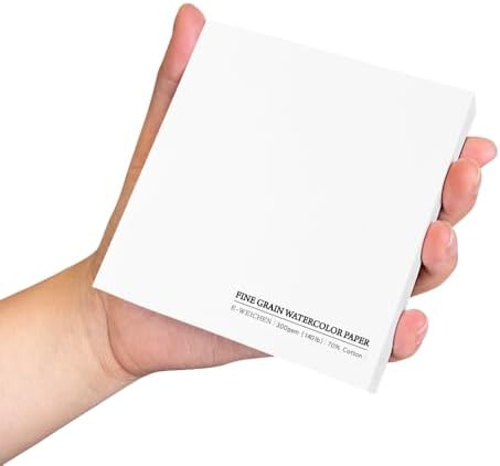 Mixed Media Art Sketchbook,3.9"x3.9" Tearable Watercolor Sketchbook,20 Sheets 140lb/300gsm Fine Grain Watercolor Paper, Heavyweight Acid-Free Drawing Paper for All Artists or Beginners.White