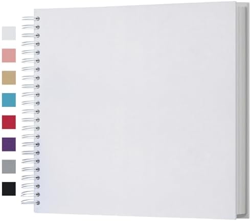 potricher 12 x 12 Inch Large DIY Scrapbook Photo Album 80 Pages, White | Thick Kraft Paper Scrap Book Photo Albums, Memory Book for Wedding, Anniversary, Baby, Family, Travel, DIY Projects