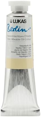Lukas Berlin Pro Artists Water Mixable Oil Paint 37 ml Tube Naples Yellow Light, Water Soluble, Lightfast Pigments, Quick Drying, Easy Clean-Up, Eco-Friendly, Professional Quality, 40 Color Range
