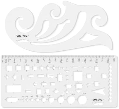 Mr. Pen- Geometric Drawing Template, 2 pcs, French Curve, Plastic Template