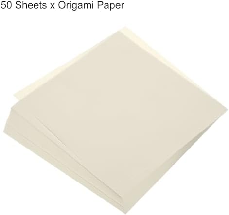 MECCANIXITY 50 Sheets Origami Paper Double Sided 8x8 Inch(20x20cm) Square Sheet for Art Craft Project, Beginners, Gifts Decor, Cream White