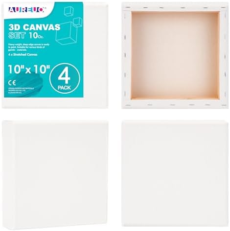 AUREUO 10x10 Inch Gallery Wrapped Canvas 1.5 Inch Depth 4 Pack