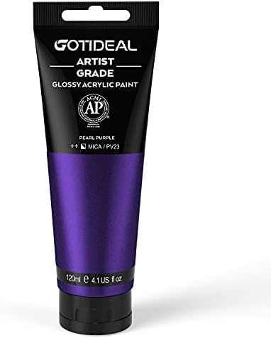GOTIDEAL Metallic Acrylic Paint Pearl Purple Tubes(120ml, 4.1 oz) | Non Toxic, Non Fading, Rich Pigments,for Painters, Adults & Kids,Ideal for Canvas Wood Clay Fabric Ceramic Craft Supplies