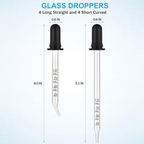 Eye Dropper, 1mL Glass Liquids Pipette Dropper Tool with Measurement Herain