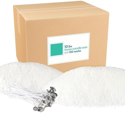 Wfmolcand 10 lb Natural Pearl Wax Sand DIY Set with 100 Wicks, Reusable, Continuous Burning, Unscented Candle Powder, Designed for Handmade Candles, Wedding Celebrations and Party Decorations