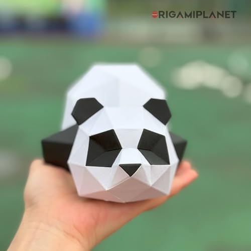 3D Panda Papa Origami Paper Craft Kit, Fun DIY Pre-Cut 3D Paper Art Model for Teens & Adults, Easy Handmade Animal Figurine Sculpture Gift Set for Bookshelf Decoration
