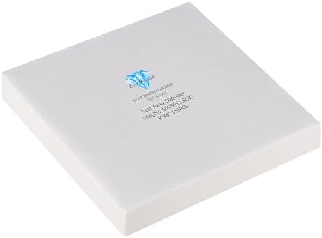 Simthread Tear Away Embroidery Stabilizer Backing - Viscose 100% 1.8 Ounces Medium Weight 8" x 8" 150 Pre-Cut Sheets