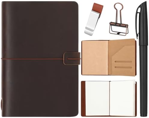 Thenshop Leather Travel Notebook 3 Inserts,Coffee Color,A5 Size