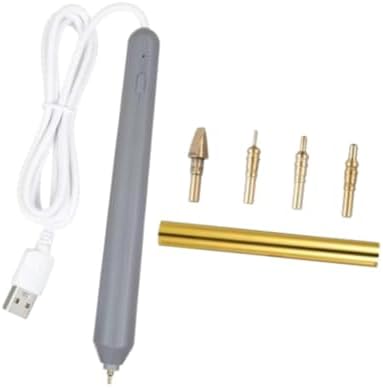 Fancyes USB Heat Foil Pen with 4 Size Tips DC5V Multipurpose 6.14x0.71 Hot Embossing Stamping Pen Scrapbooking Tool Kit for Drawing