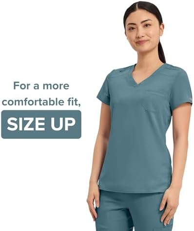 Med Couture Touch Women's Scrub Tops V-Neck Tuck-in Top with 1 Pocket
